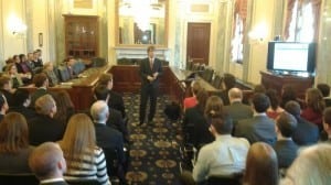 REMI's Scott Nystrom leads a briefing on Capitol Hill last year.
