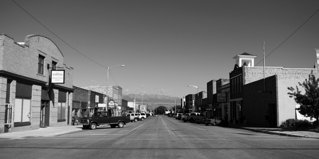 Image result for small town main street in black and white photo