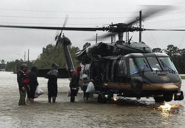 Helicopter rescue Hurricane Harvey climate change impacts