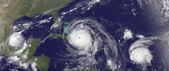 NOAA's GOES system showing Katia, Irma and Jose