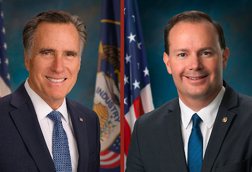 Congress photos of Utah Senators Romney and Lee, side by side