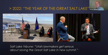Utah Republican Rep. Tim Hawkes gives a presentation on the effects of climate change on the Great Salt Lake