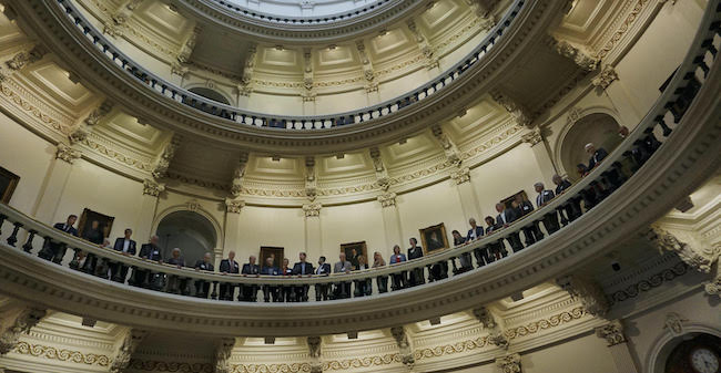 CCL volunteers gather in the Capitol Rotunda during their day of lobbying Texas legislators.