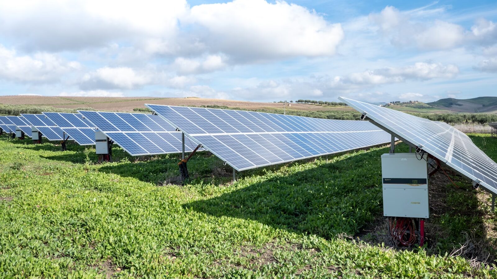 Solar panels on a solar farm